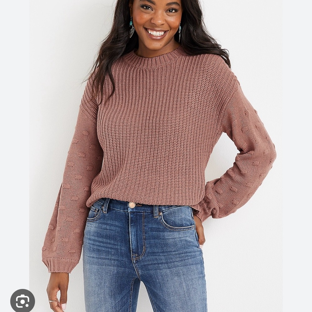 Maurices Dusty Rose Knit Crewneck Sweater
